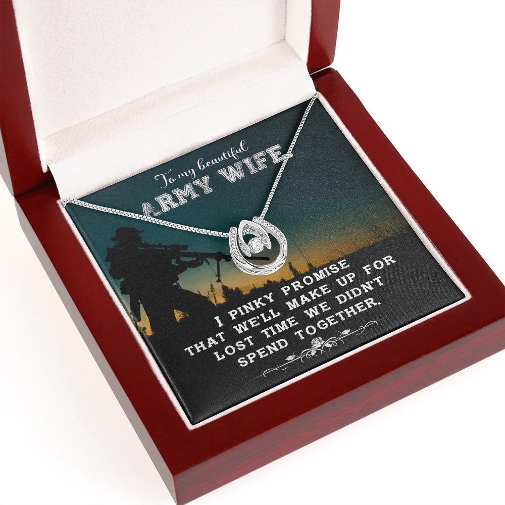 Army Wife Promise Lucky Horseshoe Necklace Luxury Box